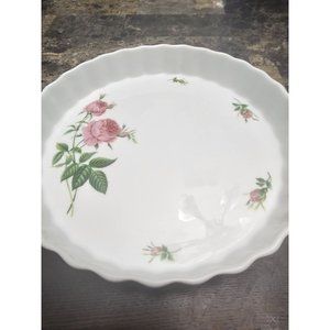 Christineholm Porcelain Rose Pattern Ceramic Pie Dish 9.75 Baking Dish